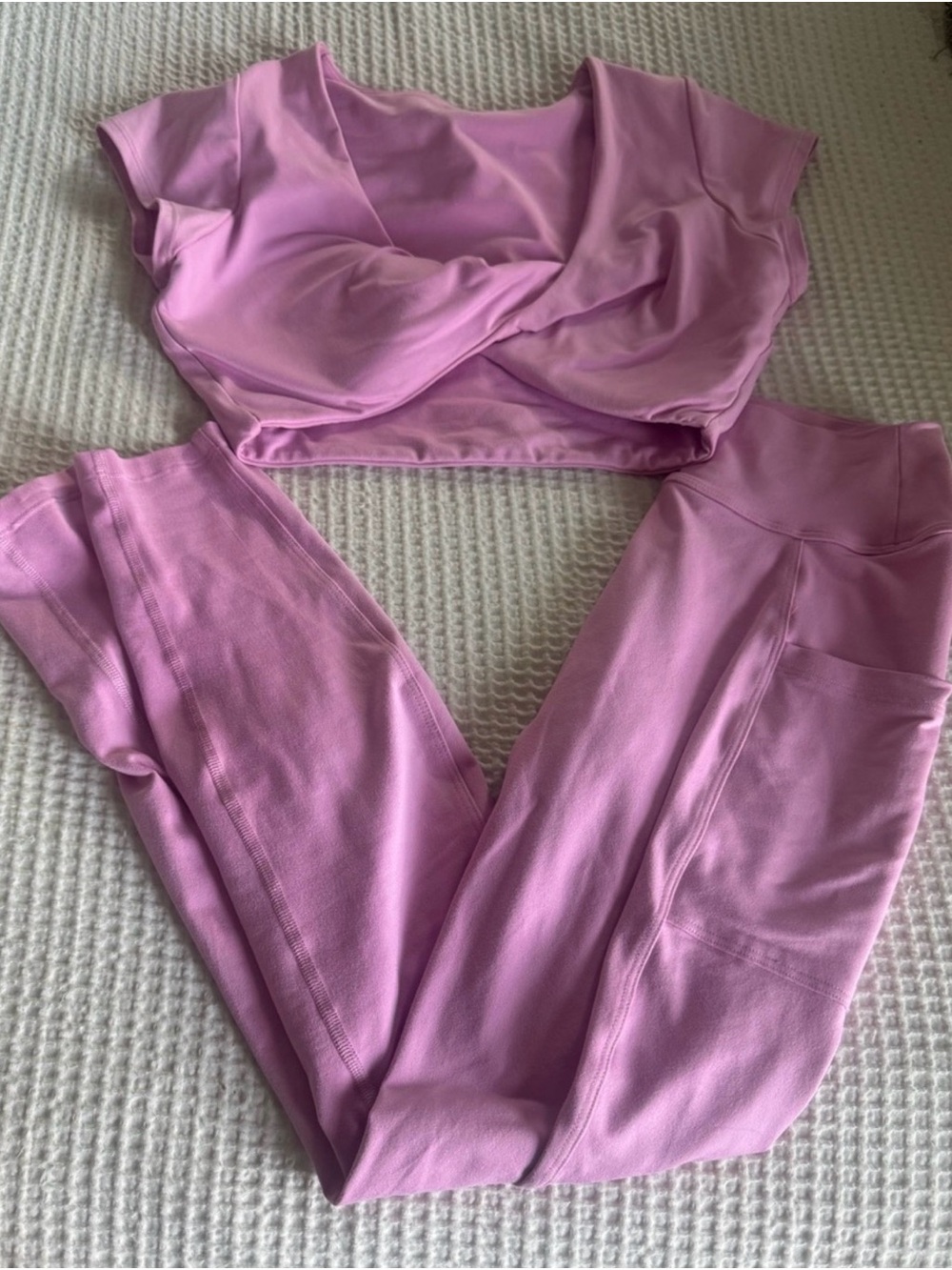 Bombshell Sportswear Pink High-Waist Leggings & Twist-Front Crop Top Set
